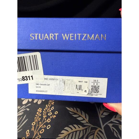 $495 MSRP - Stuart Weitzman Antique White Ankle Strap Sandal - Sz 38 - NWB - Picture 7 of 8